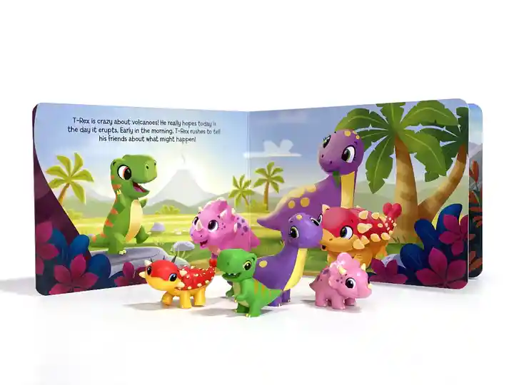 Libro Para Niños Y Juego 2 En 1 Figuras Dinosaurios Animales