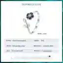 Anillo Ajustable Para Mujer Flor Circón En Plata 925