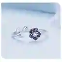 Anillo Ajustable Para Mujer Flor Circón En Plata 925