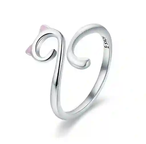 Anillo Ajustable Mujer Dama Gato Cola Fabricado En Plata 925