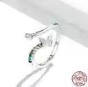 Anillo Ajustable Para Mujer Mariposa Multicolor Plata 925