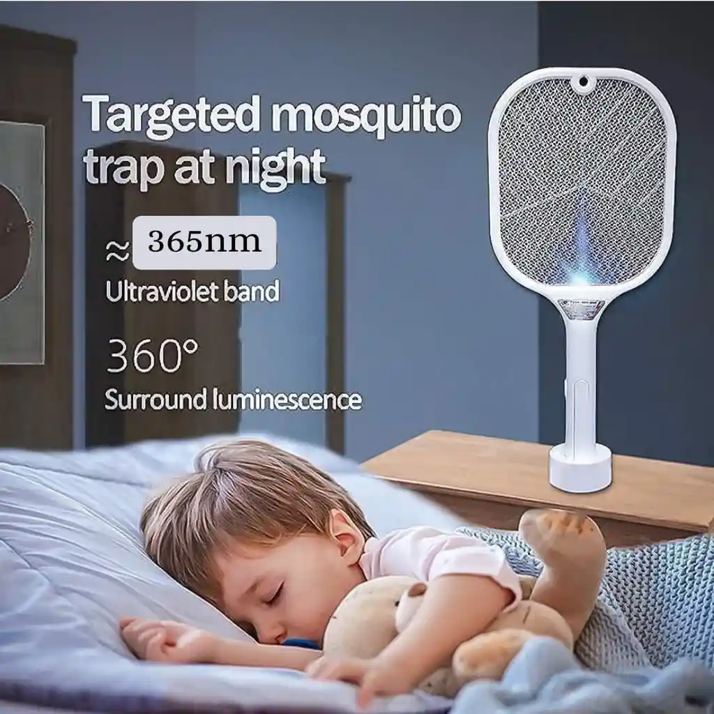 Raqueta Eléctrica 2 En 1 Automática Lampara Mata Zancudos Mosquitos Moscas