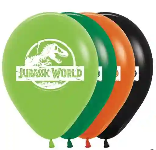 R-12 Globos Bombas Latex Redondo 2 Caras Jurassic World Sempertex X10unds