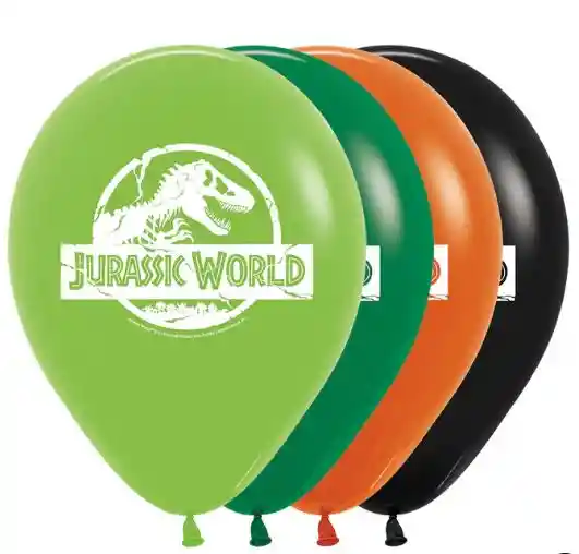 R-12 Globos Bombas Latex Redondo 2 Caras Jurassic World Sempertex X10unds