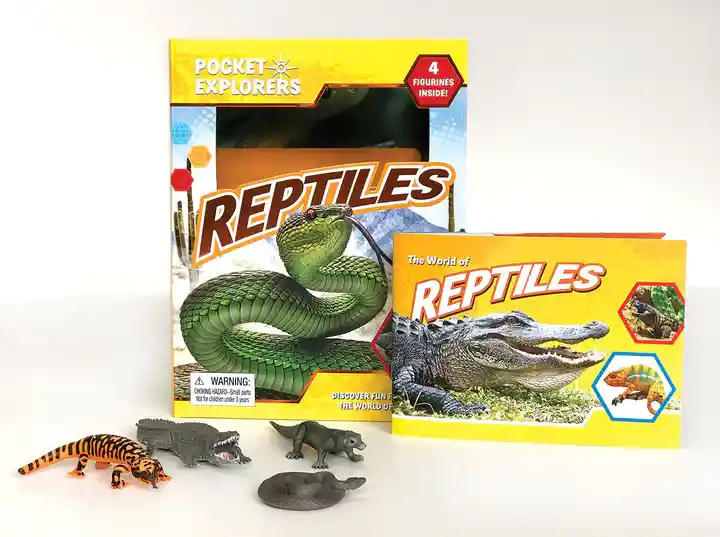 Libro Para Niños Y Juego 2 En 1 Figuras Animales Reptiles