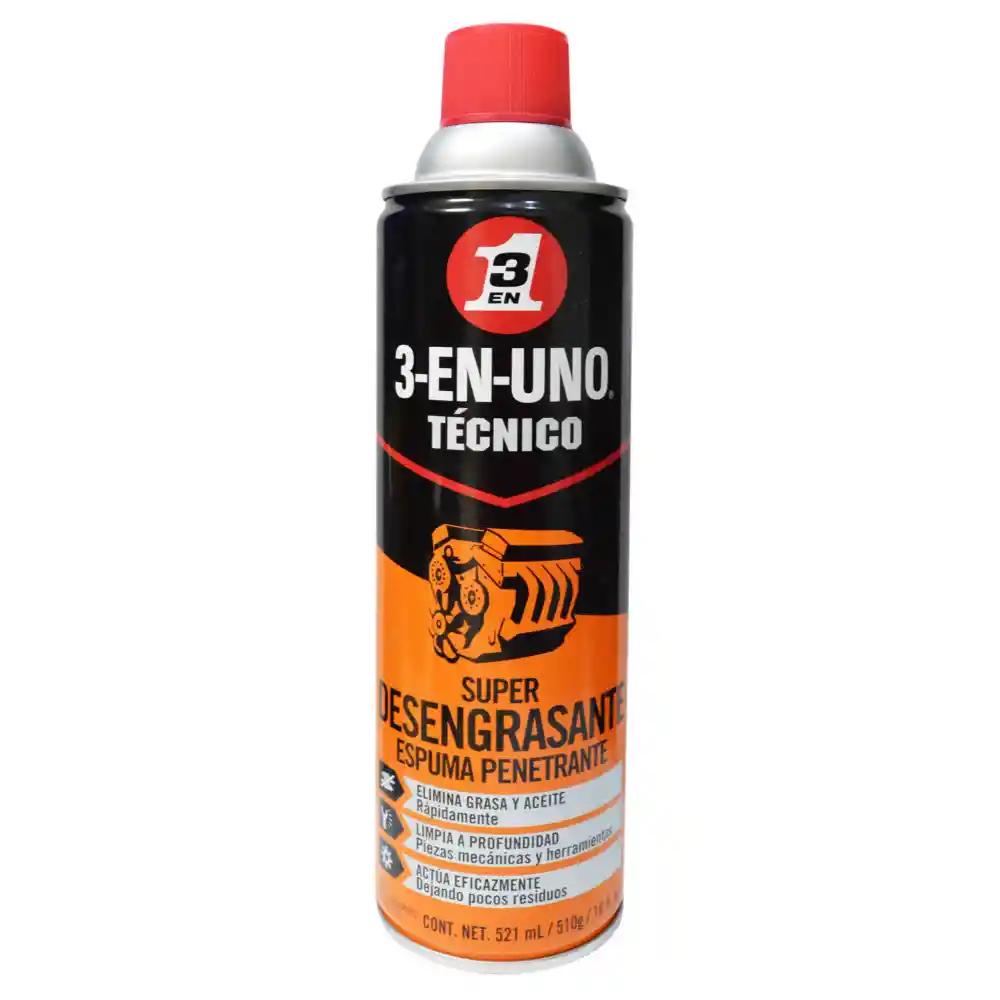 Super Desengrasante 3 En 1 Tecnico Espuma 521 Ml (18 Onz Fl)