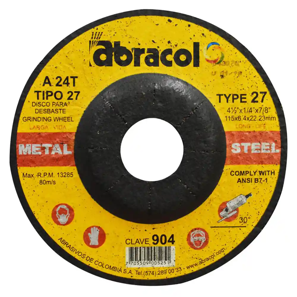 Disco Abracol P/m 4 1/2 X 1/4 (dt27 115x6,4x22,23mm) (904) (abd7a0024058)