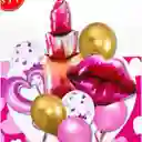 Kit Set Globo Beso Labial Chicas Feliz Cumpleaño Estrella Dayoshop