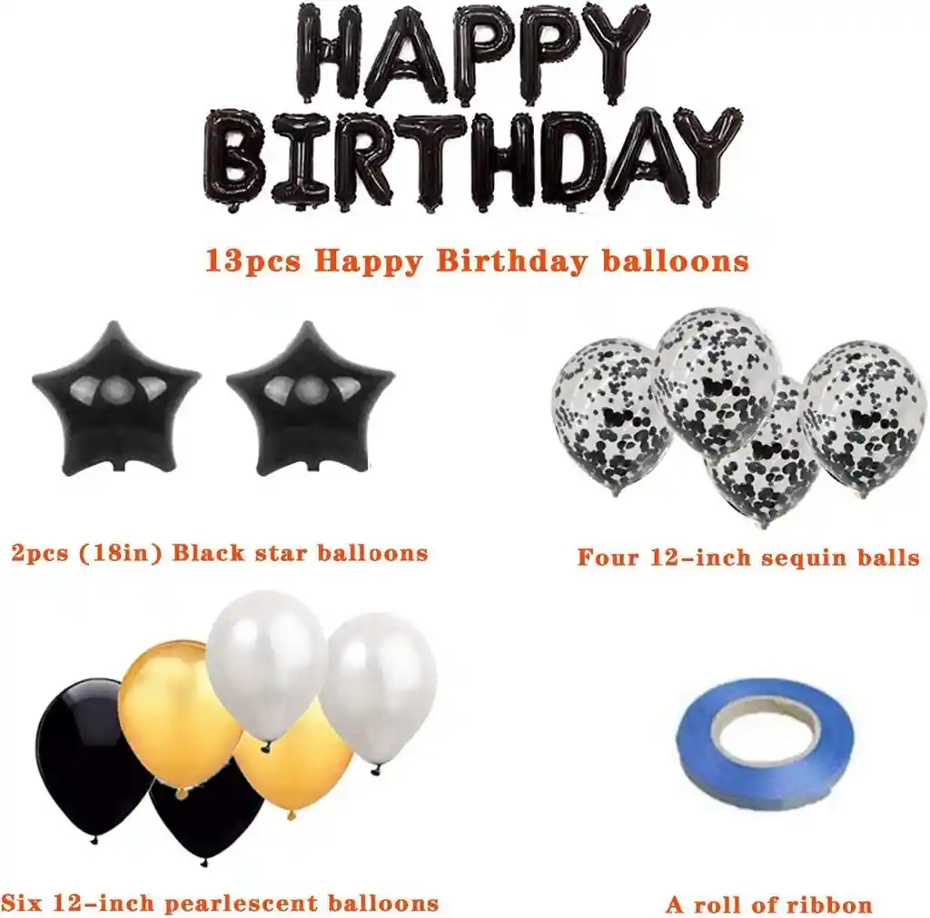 Kit Set Globo Feliz Cumpleaños Happy Birthday Estrellas Dayoshop