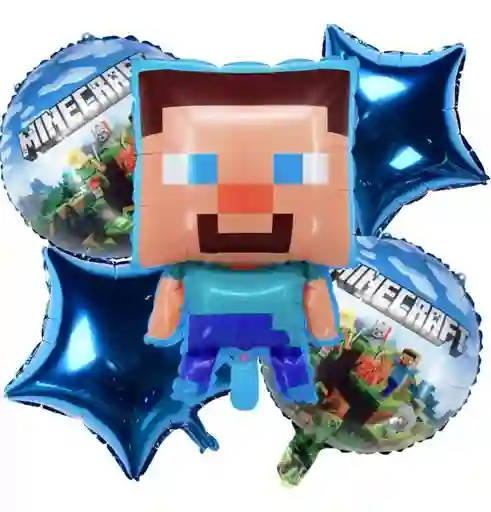 Kit Bouquet Globo Minecraft Feliz Cumpleaños World Dayoshop