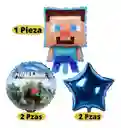 Kit Bouquet Globo Minecraft Feliz Cumpleaños World Dayoshop