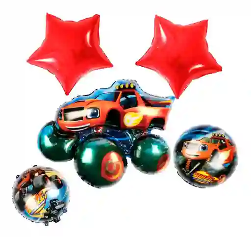 Kit Bouquet Globo Monster Cars Feliz Cumpleaños Blaze Dayoshop