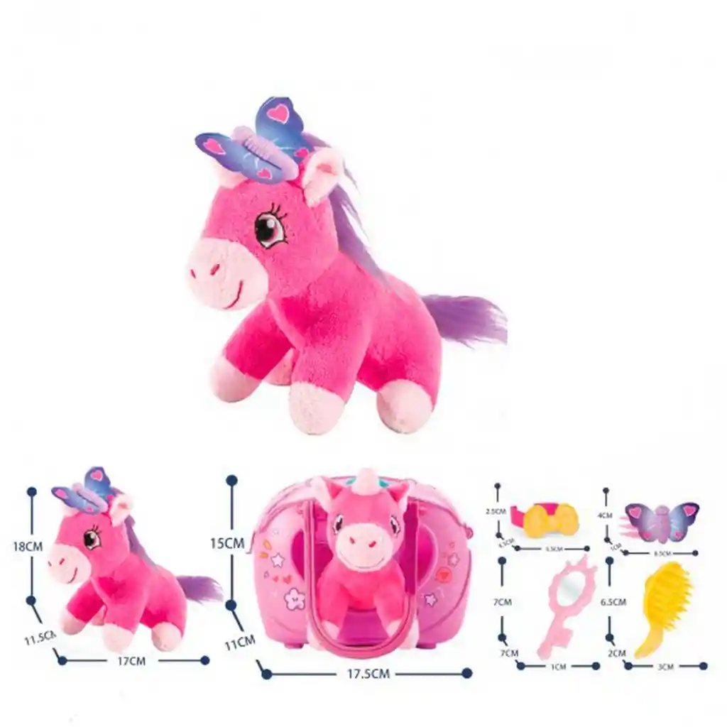 Maleta Bolso Juguete Mascota Unicornio Pony + Accesorios Dayoshop