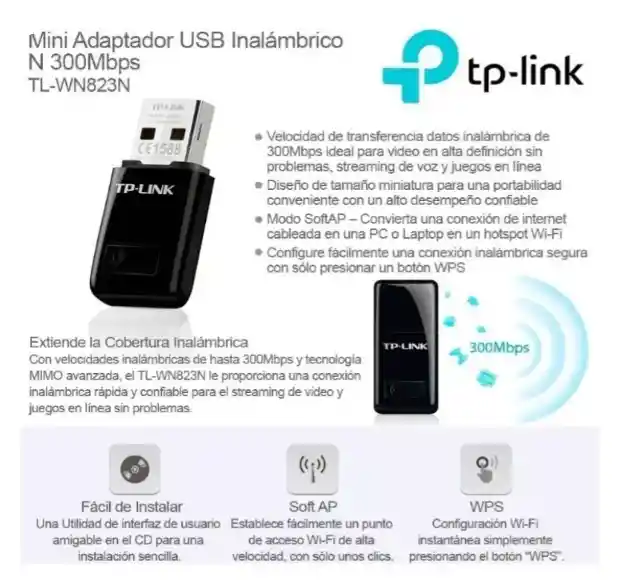 Wifi Tp-link Tarjeta De Red Adaptador Usb Inalámbrico 300mbps