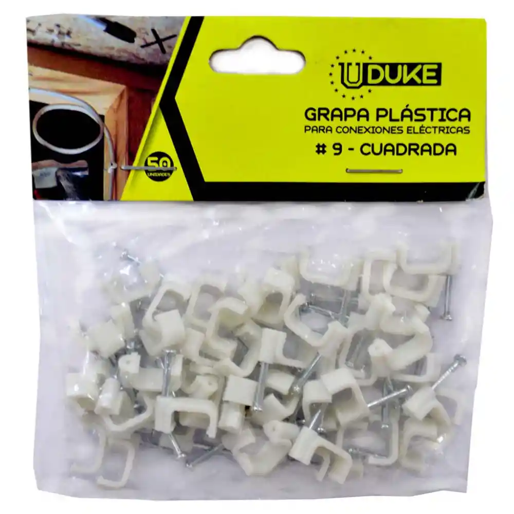 Grapa Muro Plastica # 9 Cuadrada Para Cable Duplex X 50 Pcs Uduke (ht90013)