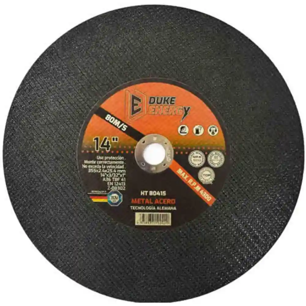 Disco 14" X 3/32 Corte Metal Para Tronzadora Duke Energy Tecnologia Alemana (ht80415)