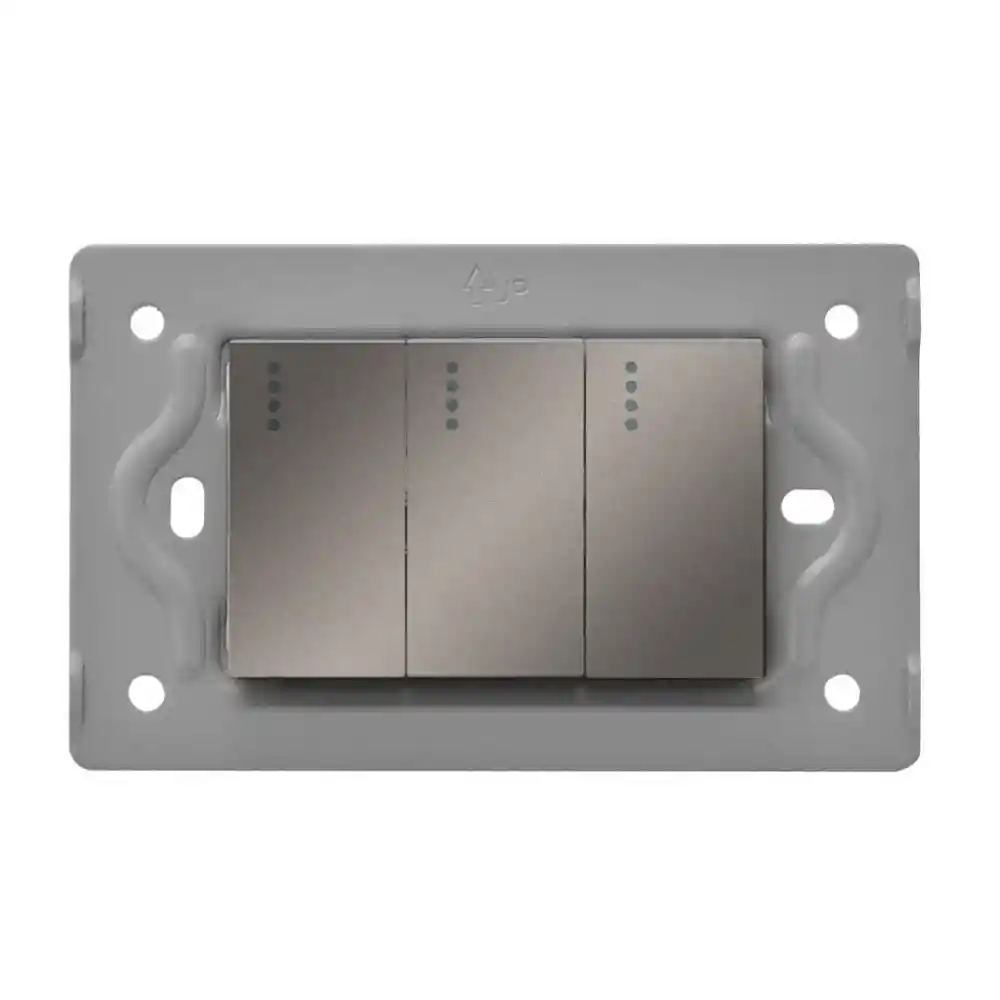 Swiche Triple Luxor Gris Intercambiable Sin Tapa Dukenergy (v3-009)