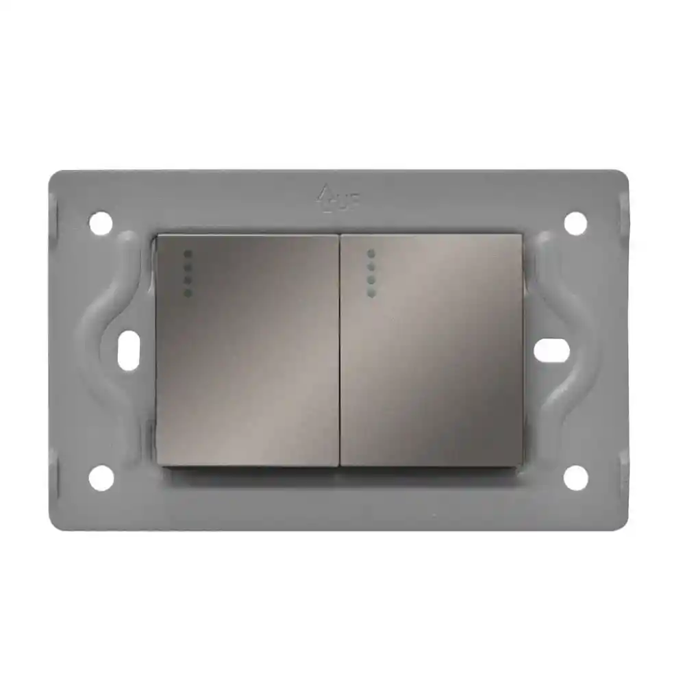 Swiche Doble Luxor Gris Intercambiable Sin Tapa Dukenergy (v3-007)