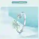 Anillo Para Mujer Ajustable Abeja Flor Circones En Plata 925