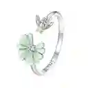 Anillo Para Mujer Ajustable Abeja Flor Circones En Plata 925