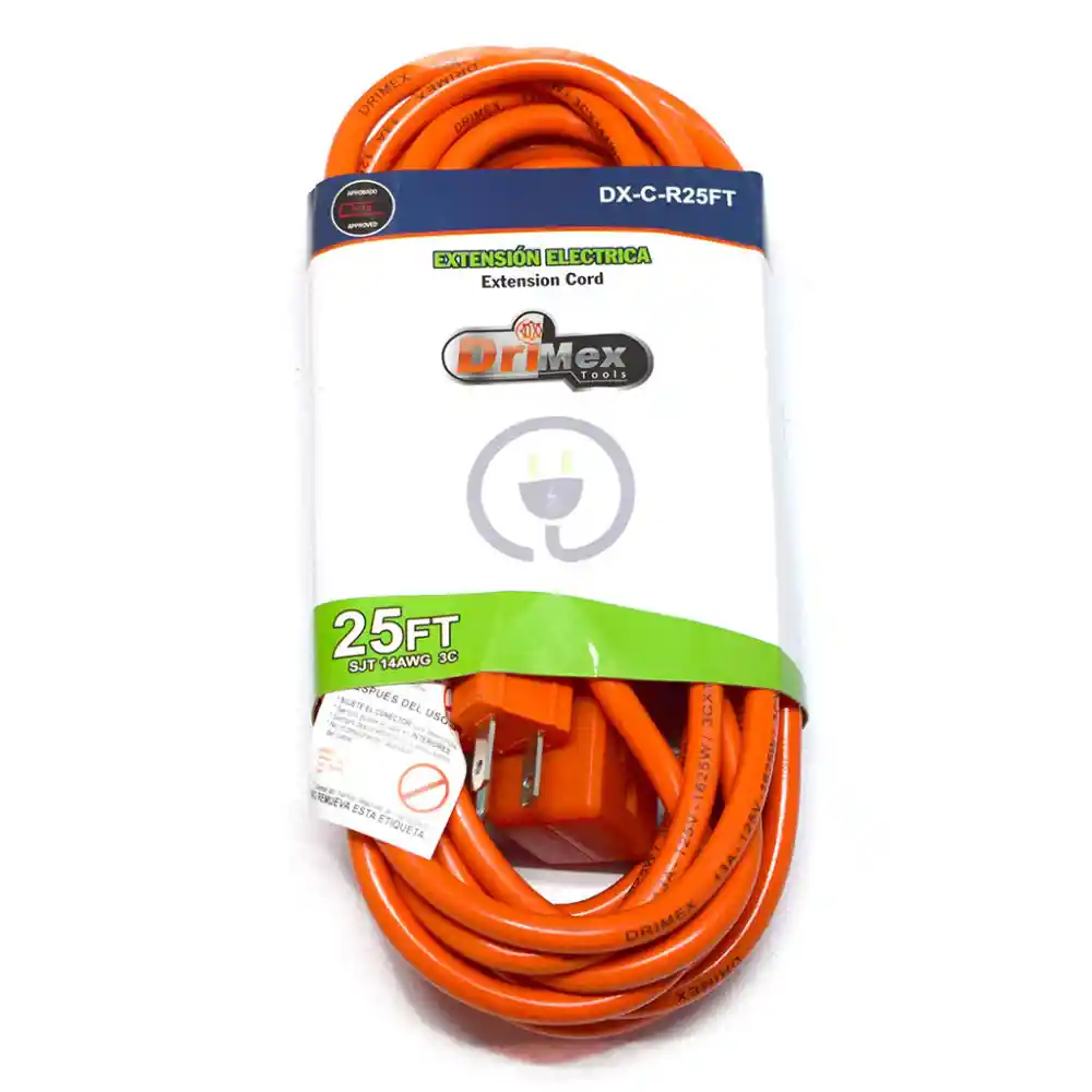 Extension Electrica Naranja 25 Ft