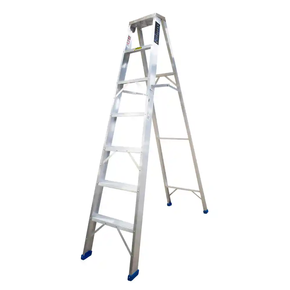 Escalera De Aluminio 6 Pasos 5 Peldaño Industrial Cap 180 Kilos Uduke Con Plataforma (ht1316n)