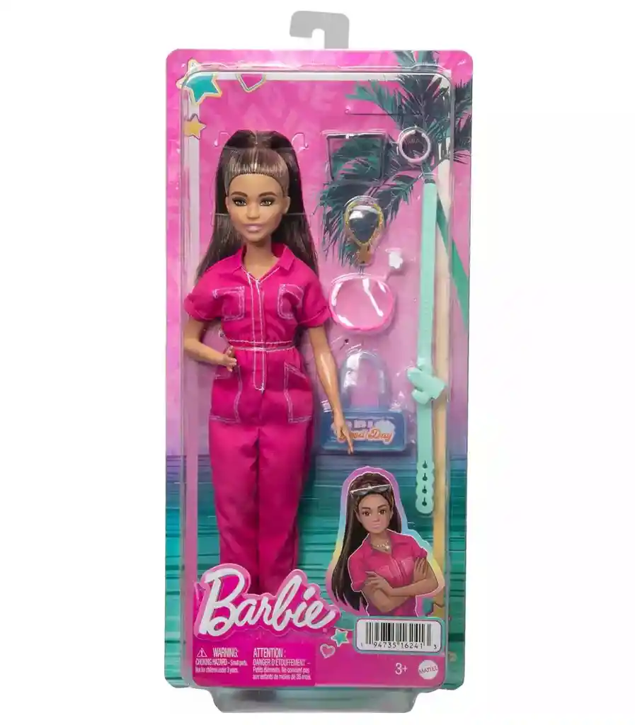 Barbie La Pelicula Muñeca Con Traje Rosa Y Accesorios Mattel