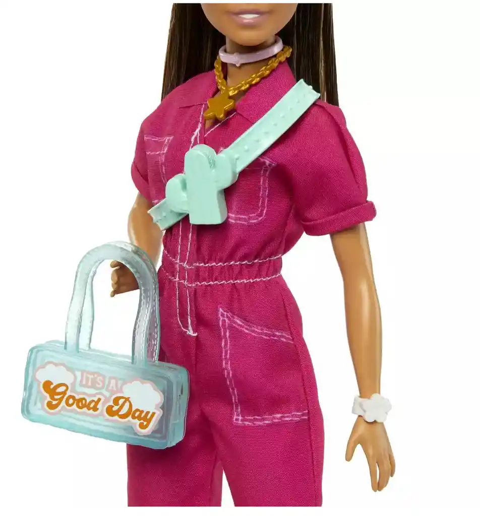 Barbie La Pelicula Muñeca Con Traje Rosa Y Accesorios Mattel