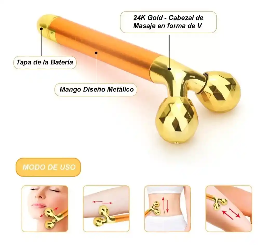 Masajeador Facial 3d 24k Gold Vibrador T