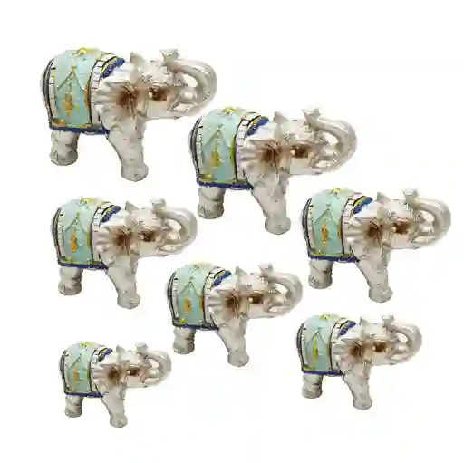 Elefante Plateado X 7 Vintage Decoración Protección Dayoshop