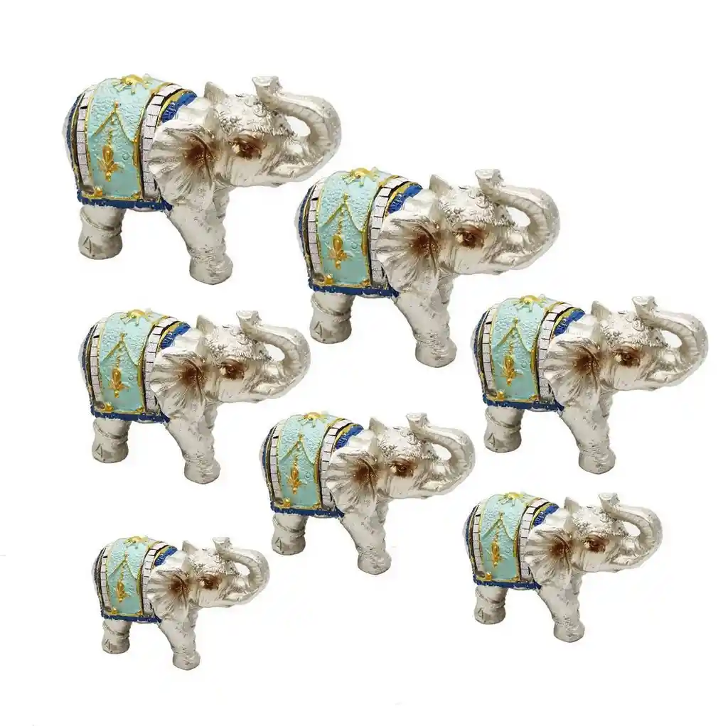 Elefante Plateado X 7 Vintage Decoración Protección Dayoshop
