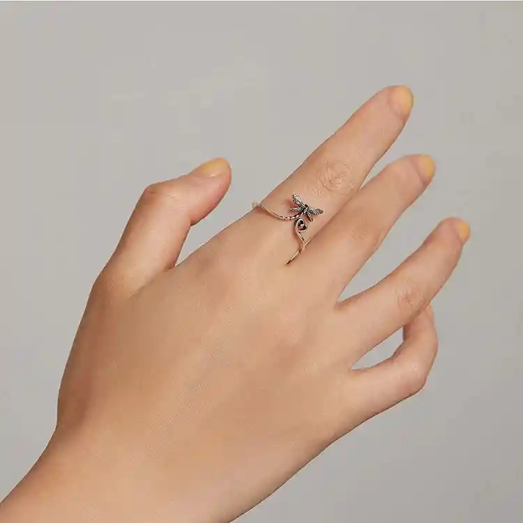 Anillo Ajustable Para Mujer Libélula Fabricado En Plata 925