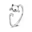 Anillo Ajustable Para Mujer Gato Cola Fabricado En Plata 925