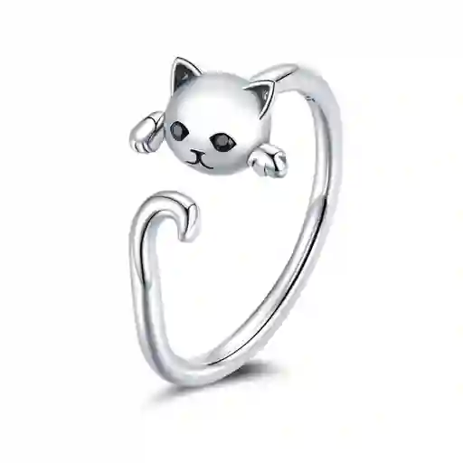 Anillo Ajustable Para Mujer Gato Cola Fabricado En Plata 925