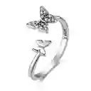 Anillo Ajustable Para Mujer Mariposas Circones En Plata 925