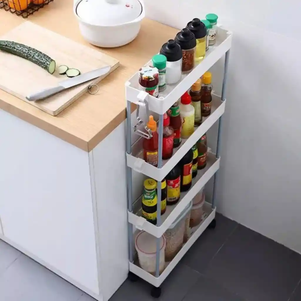 Carrito Organizador De Baño Y Cocina 4 Niveles Con Ruedas