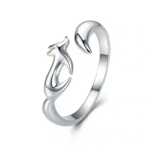 Anillo Ajustable Para Mujer Zorro Fox En Plata 925