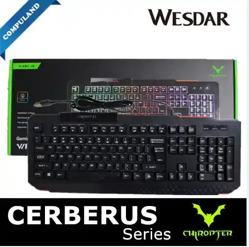 Teclado Gamer Led Wesdar Mk4 Rgb Cerberus Series