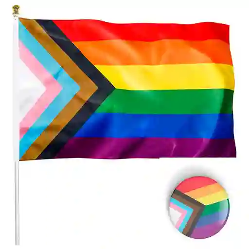 Bandera Lgbt Progress 1mtrx1.5mt Orgullo Gay Grande Exterior