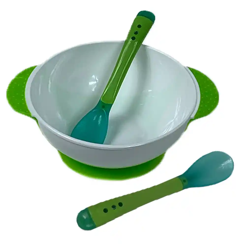 Only Baby Set Tazon Cuchara Bowl Antideslizante Para Bebe Verde