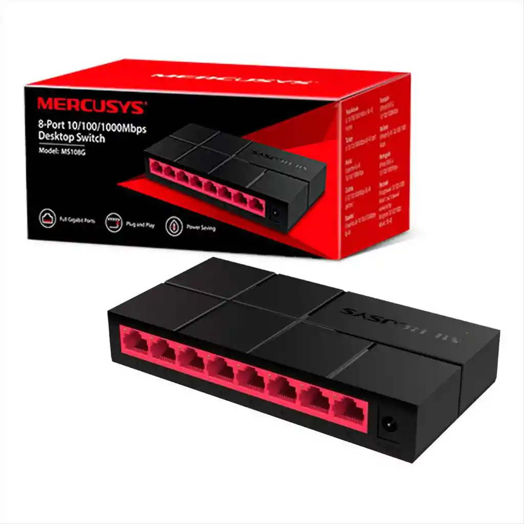 Switch De Escritorio 8 Puertos Gigabit, Mercusys Ms108g