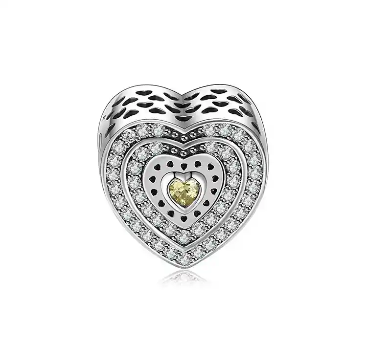 Charm Dije Corazón Circones Fabricado En Plata