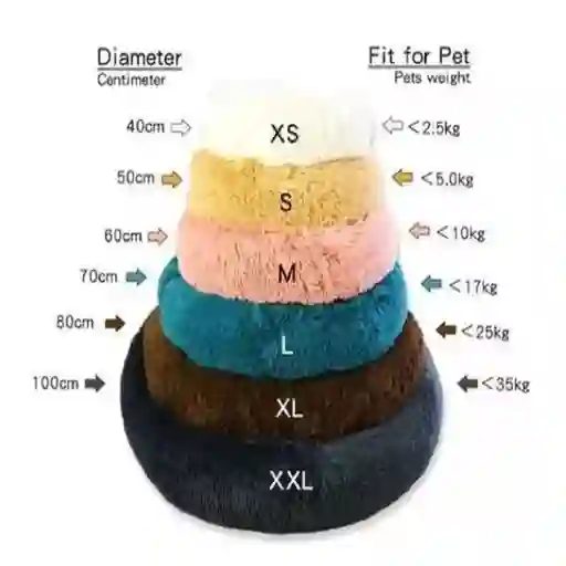 Cama Tipo Dona Para Mascotas Talla M Color Beige