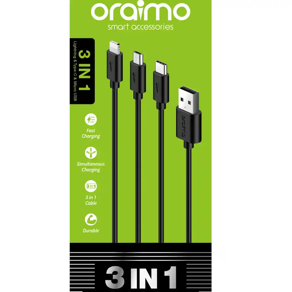 Cable De Datos Oraimo Ocd X92 - 3 En 1 - Negro