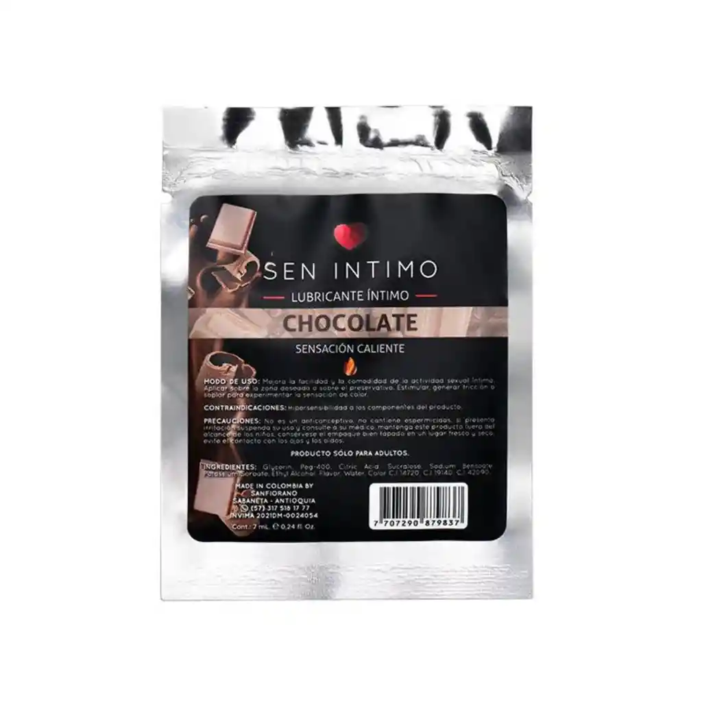 Lubricante Caliente Chocolate Sachet 7 Ml Sen Intimo