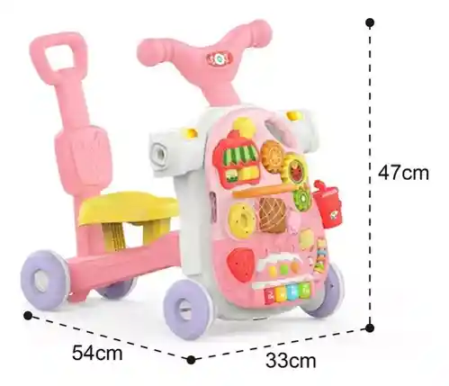 Andadera Caminador Bebes Primeros Pasos 3 En 1 Scooter Mesa Rosa