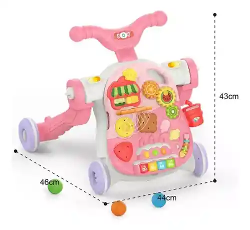 Andadera Caminador Bebes Primeros Pasos 3 En 1 Scooter Mesa Rosa
