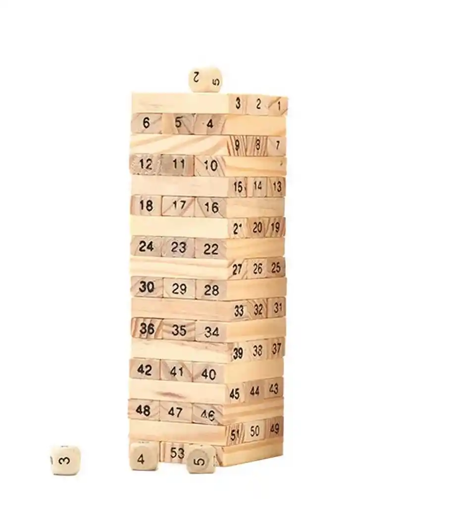 Jenga Tipo Torre Grande Madera Bloques 48pc Dados Juego Mesa Dayoshop