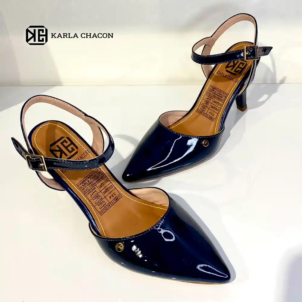 Zapato De Tacon Dama Mujer Karla Chacon Pamela Azul 37