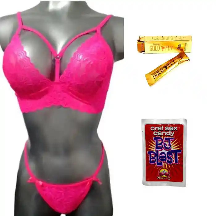 Kit Lencería Para Mujer Sexy + Gold Fly Deseo Sexual Femenino + Dulce Comestible Para Sexo Oral Sex Candy Bj